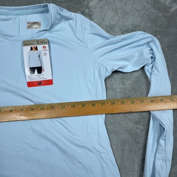 Mondetta Womens Active Long Sleeve Top M Light Blue Recycled Nylon NWT 6580 - Picture 7 of 8